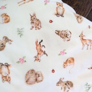 LITTLE WREN I Cotton & Fleece Little Forest Woodland Animal Print Baby Blanket